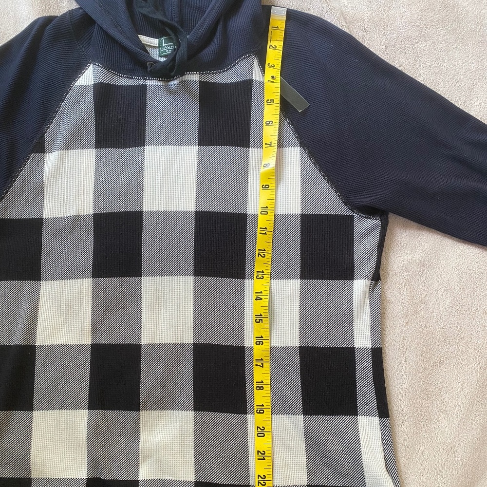 Ralph Lauren Black and Cream  Buffalo Check Long Sleeve Hoodie Shirt, Size L - Picture 4 of 9